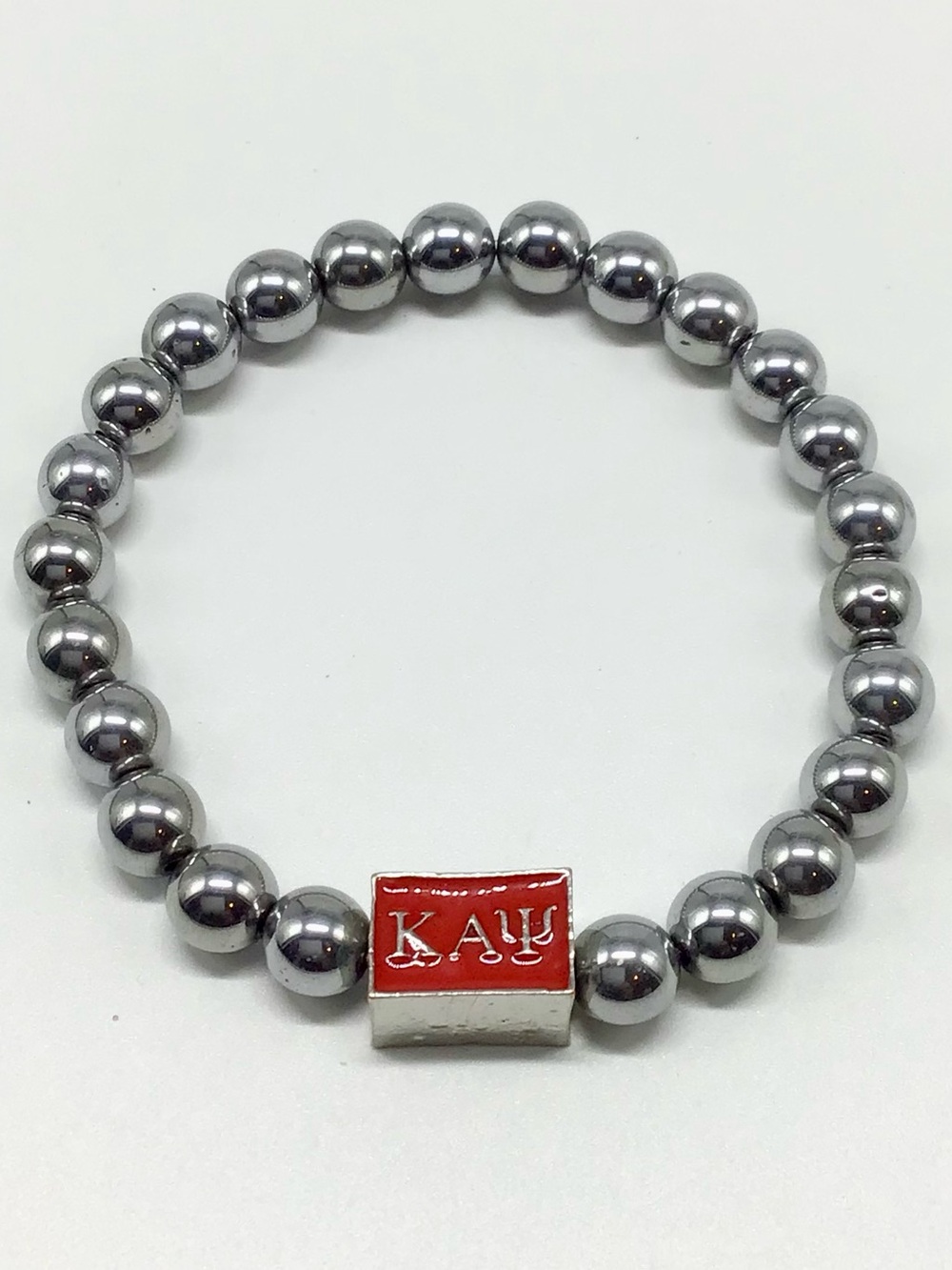 Kappa Alpha Psi Silver Tone Beaded Stretch Bracelet